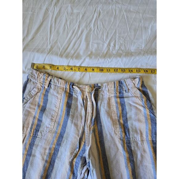 Just Living Womens Large Linen Blend Stripe Wide Leg Pants Coastal Pants Beachy - Picture 7 of 9